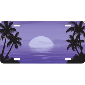 Beach Scene Purple License Plate 